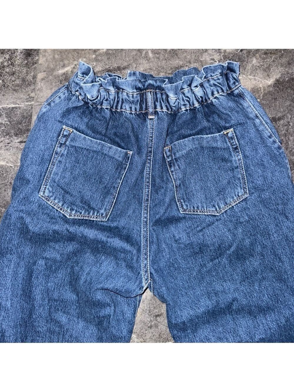 Zara Paperbag Denim Jeans Medium Wash Size 4 - Picture 5 of 6